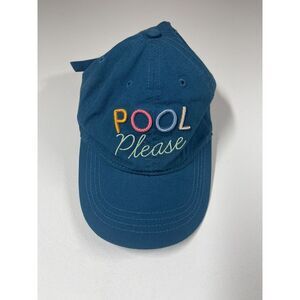 Pool Please‎ Women's Embroidered Teal Adjustable Baseball Hat Sun Shade Beach